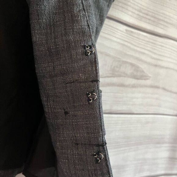 BWear Charcoal Gray Academia Puff Sleeves Cropped Button Front Blazer Size S - Picture 12 of 12